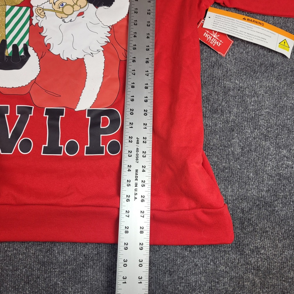 Holiday Time Mens XL Santa VIP Light Up Ugly Christmas Sweater Red Fleece NWT - Picture 6 of 8